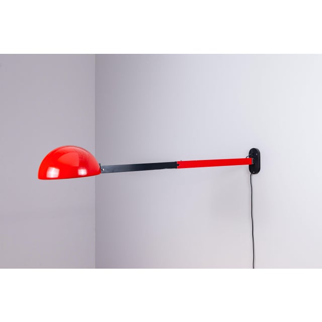 1970s Postmodern Extendable Wall Lamp in Red Metal, 1970s For Sale - Image 5 of 14