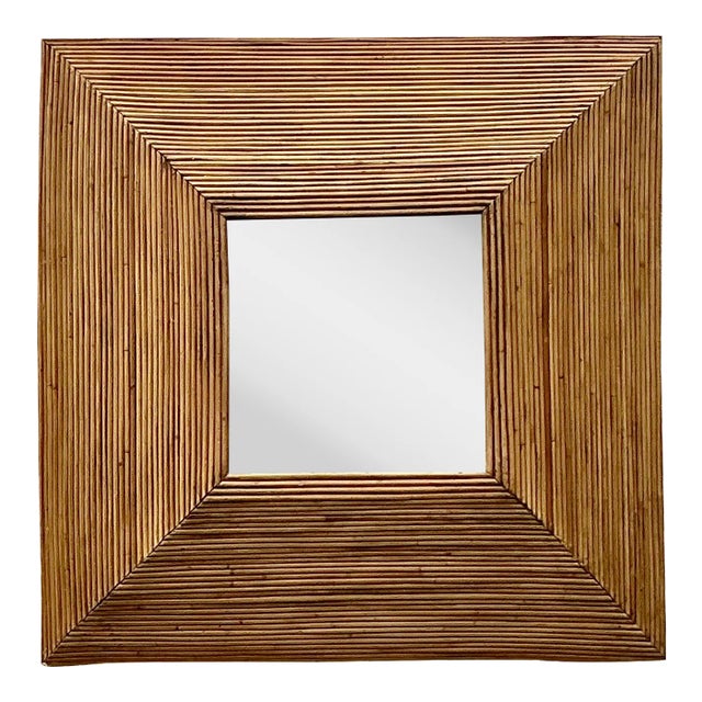 Vintage Coastal Pencil Reed Mirror For Sale