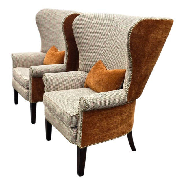 Pair of Vintage Ralph Lauren Kerry Wing Chairs For Sale