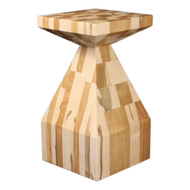 Mosaic Pedestal Table, Solid Cherry and Maple Hard Wood, Artisan Crafted (Sn2523) For Sale