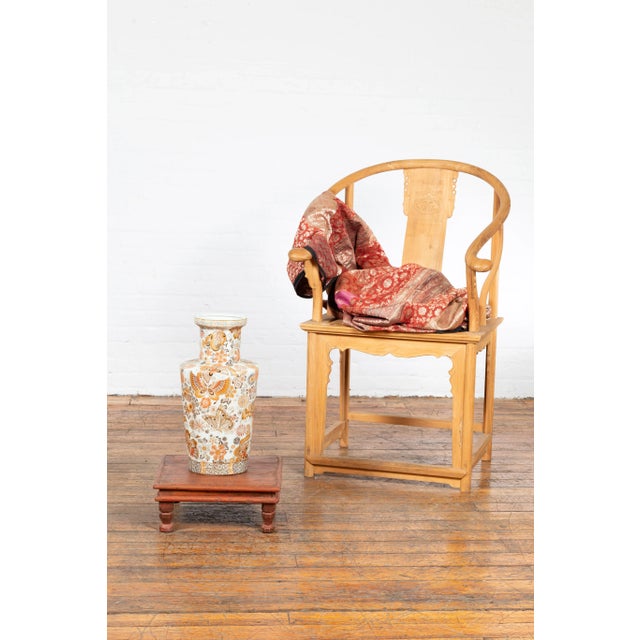 Vintage Indian Low Wooden Prayer Table Stand with Carved Angular Legs For Sale In New York - Image 6 of 13