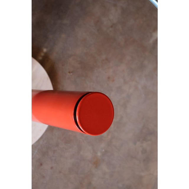 Red Vintage Post-Modern Glass, Metal and Travertine Drinks Side Table, Italy, 1970s For Sale - Image 8 of 18