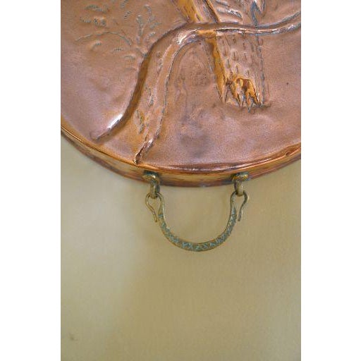 Copper Oversized Vintage Copper Mold Wall Hanging With Brass Handles and Falcon Bird Design For Sale - Image 8 of 8