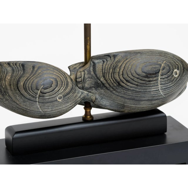 Mid-Century Modern Cerused Fish Sculpture Lamps with Platform Bases - a Pair For Sale - Image 3 of 8