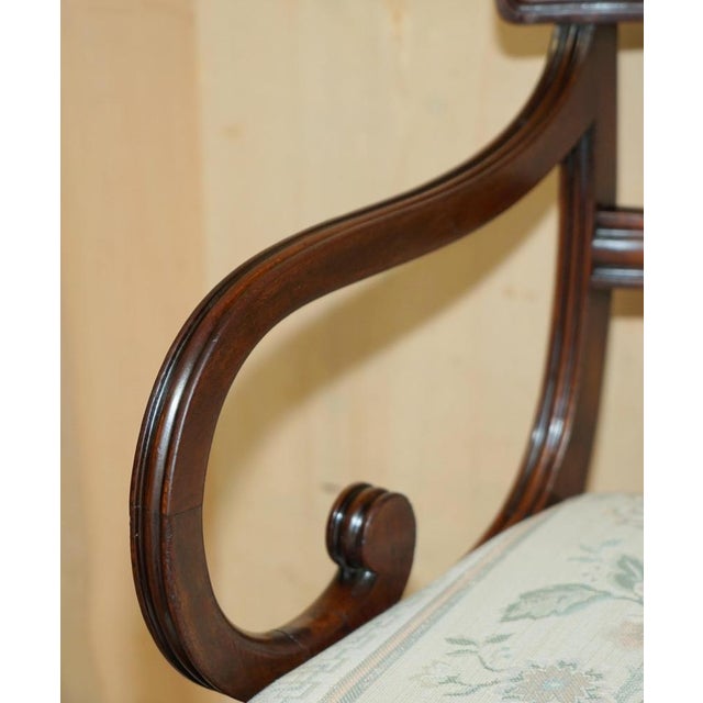 Brown Vintage Regency Style Hardwood Saber Leg Office Desk Chair For Sale - Image 8 of 18