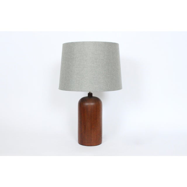 Mid 20th Century Danish Modern Solid Turned Dark Teak Table Lamp For Sale - Image 11 of 12