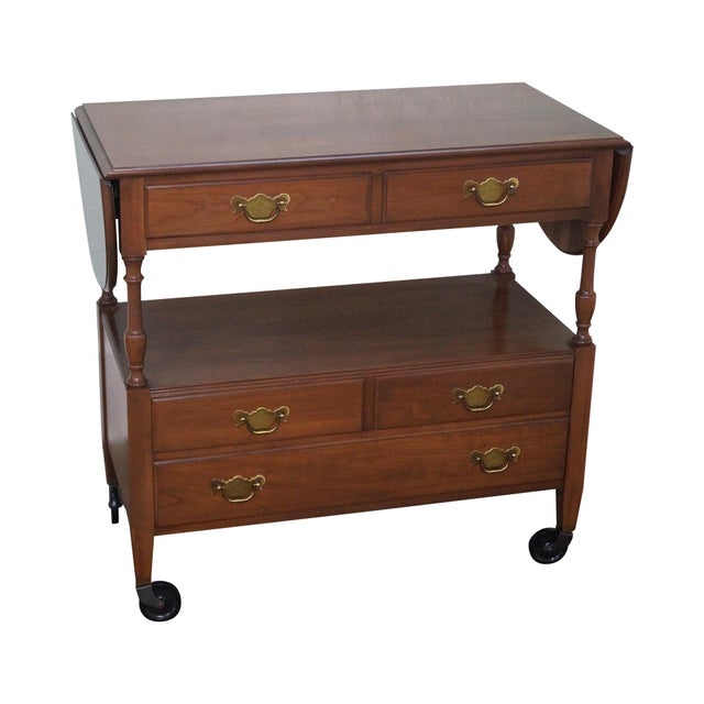 Pennsylvania House Solid Cherry Drop Leaf Rolling Server Cart Chairish