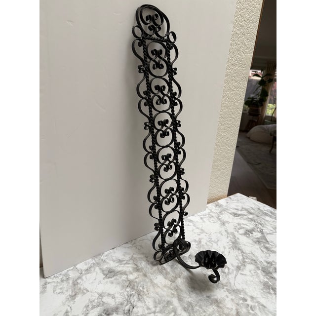 Mid-Century Vintage Gothic Iron Wall Sconces Candle Holder For Sale In Sacramento - Image 6 of 7
