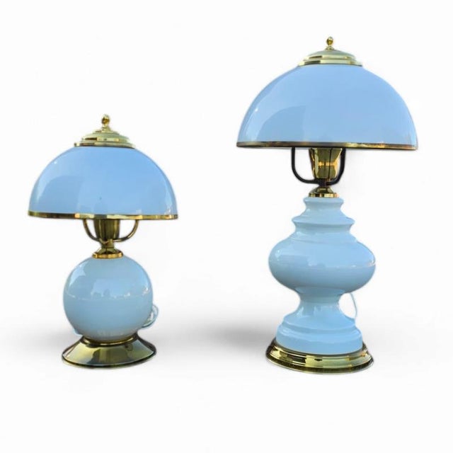 White White Opaline Glass Table Lamps, 1970s, Set of 2 For Sale - Image 8 of 8