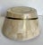Metal Modern Round Tessellated Travertine Stone and Brass Box With Slanted Lid For Sale - Image 7 of 11