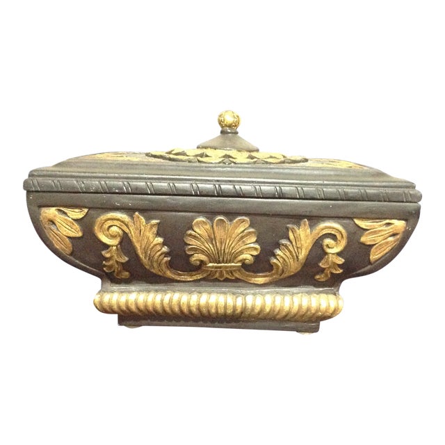 1990s Decorative Crafts Black and Gold Decorative Box Chairish