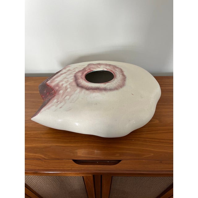 White Monumental Modernist Raku Vase by Tony Evans For Sale - Image 8 of 12