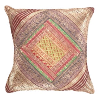 Pasargad DC Vintage Sari Silk Square Pillow Case For Sale
