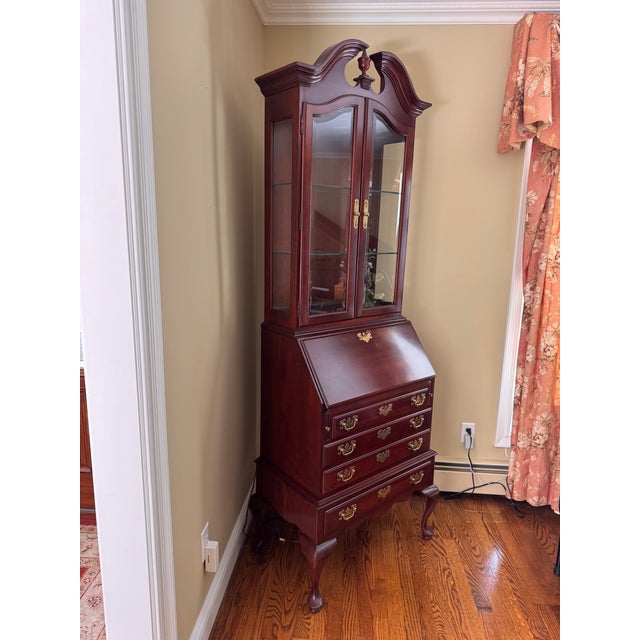 Traditional 1960s Ethan Allen Georgian Court Cherry Drop-Front Secretary Desk For Sale - Image 3 of 9