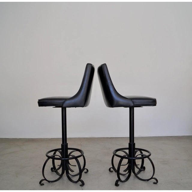 1960's Mid-Century Hollywood Regency Bar Stools - a Pair For Sale - Image 4 of 13