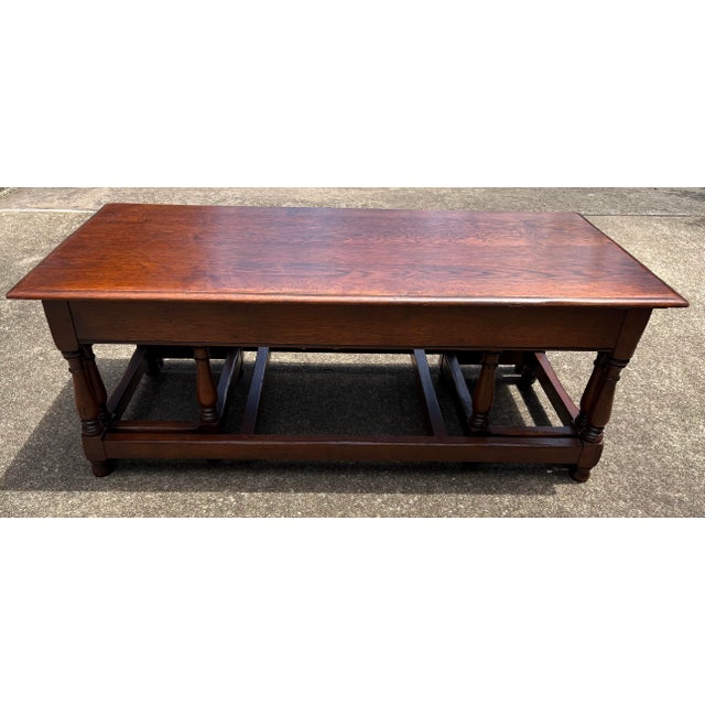 Vintage Solid Wood Coffee Table With Two Nesting End Tables For Sale In Dallas - Image 6 of 7
