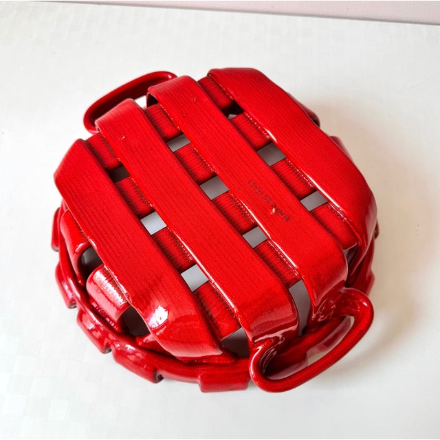 Vintage Tadinate Style Red Woven Ceramic Basket For Sale In New York - Image 6 of 7