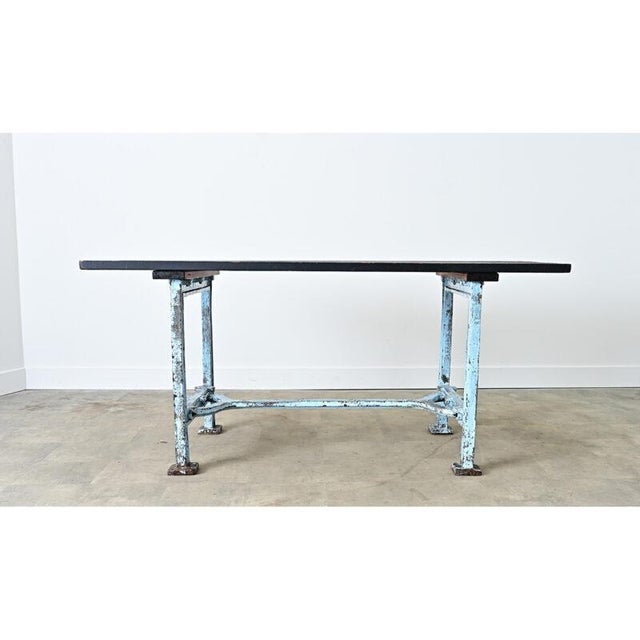 French French Antique Cast Iron & Wood Top Work Table For Sale - Image 3 of 13