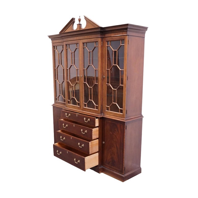 Brown Hickory White American Masterpiece Collection Solid Mahogany Traditional Style 65" Breakfront China Cabinet For Sale - Image 8 of 15