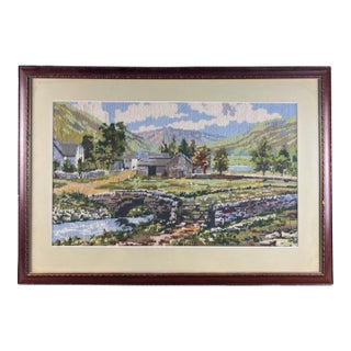 Antique English Framed Tapestry, 'Watendlath', Lake District For Sale