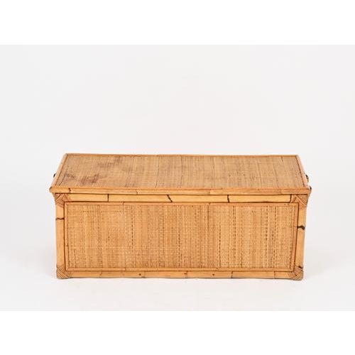 Wood Mid-Century Modern French Riviera Storage Chest in Bamboo and Wicker, 1970 For Sale - Image 7 of 12