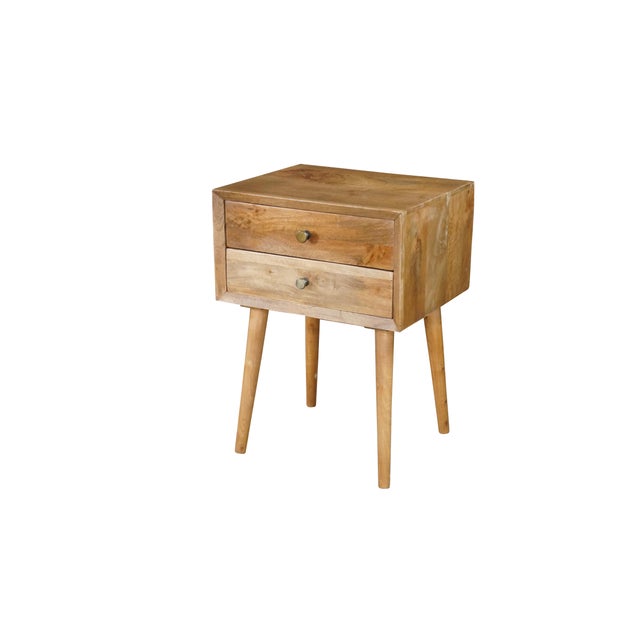 #50544 Organic modern end table, crafted from solid mango wood, showcasing its signature rich, varied grain patterns and...