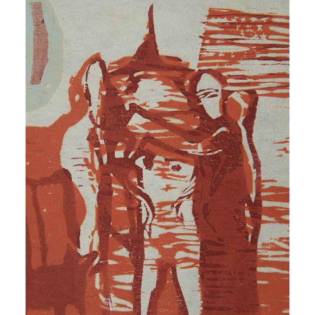 Mid-Century Modern MCM James Tucker Block Print "Wake of the Right Wing" Proof For Sale - Image 3 of 7