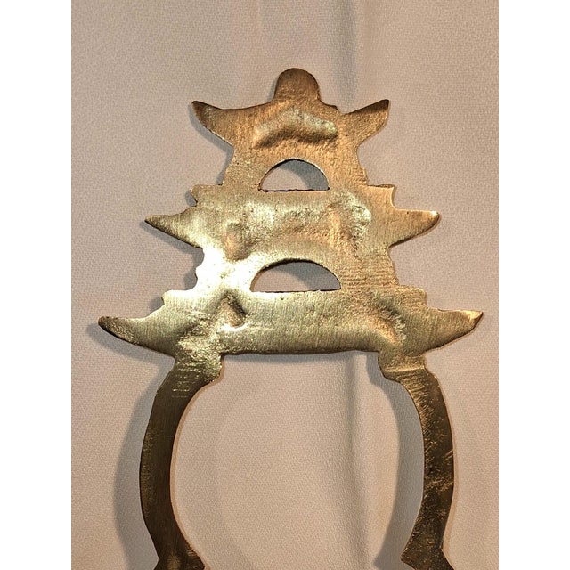 Brass Vintage Handmade Brass Tabletop Easel With Pagoda. Mid-Century, Chinoiserie. For Sale - Image 8 of 10