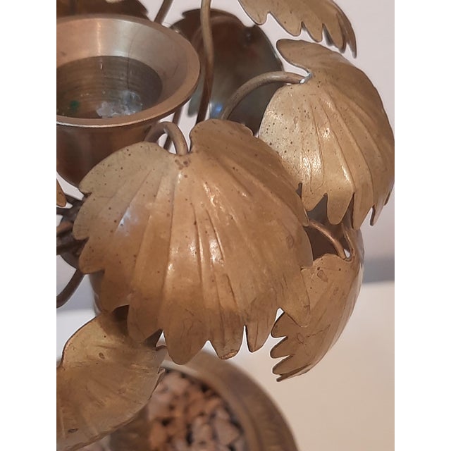 Mid 20th Century Brass Palm Tree Urn Candlestick Candleholder For Sale - Image 5 of 9