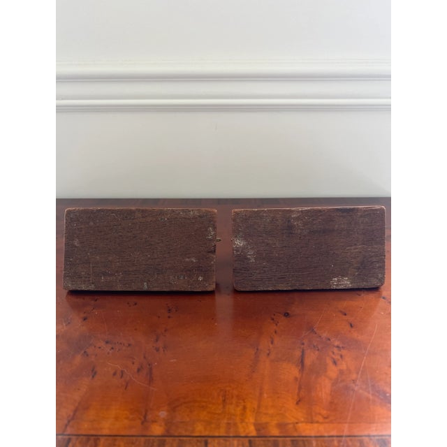 Mid-Century Modern Vintage Brass Lion and Wood Bookends- Set of 2 For Sale - Image 3 of 12