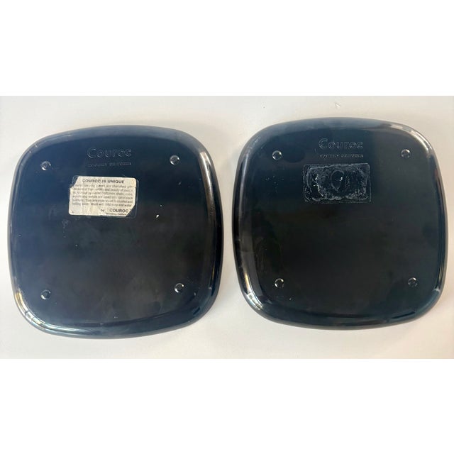 Plastic Mid-20th Century Modern Couroc of Monterey Black, Gold, and Bronze Roadrunner Square Trays - A Pair For Sale - Image 7 of 11
