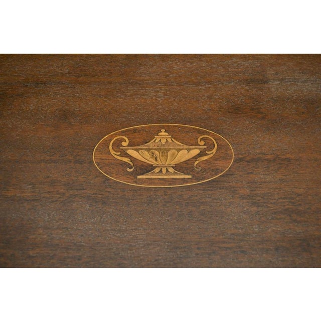 Antique English Oval Mahogany Inlaid Butler Tray For Sale - Image 4 of 4