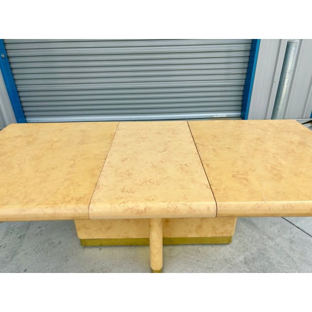 1970s Mid Century Faux Burl Wood Dining Room Set of 7 For Sale - Image 11 of 12