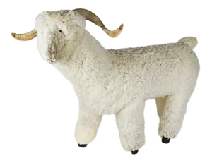 Mid 20th Century Figural Shearling Sheep Sculptural Bench After Claude Lalanne