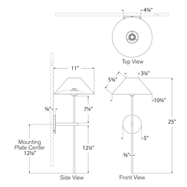 Modern J. Randall Powers for Visual Comfort Signature Hackney 25" Tail Sconce in Hand-Rubbed Antique Brass with Linen Shade For Sale - Image 3 of 4