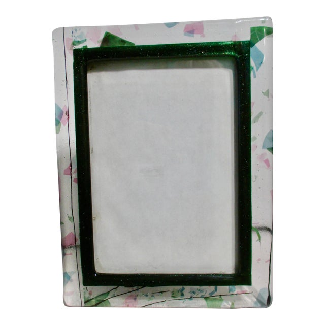 Dichroic Fused Art Glass Photo Frame Circa 80s' For Sale