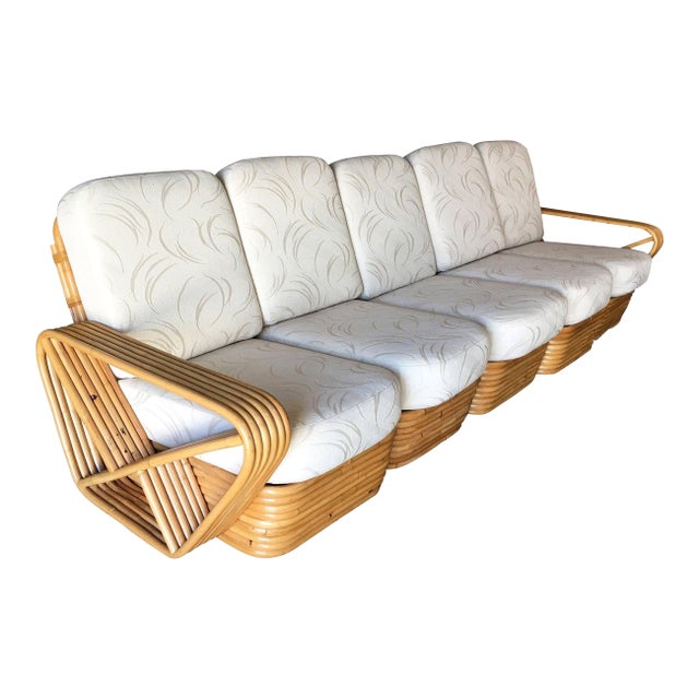 1930s Restored Art Deco Six-Strand Square Pretzel Five-Seat Sectional Sofa For Sale