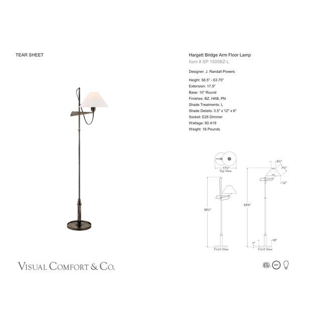 J. Randall Powers by Visual Comfort Signature Hargett Bridge Arm Floor Lamp in Bronze with Linen Shade Designer: J....