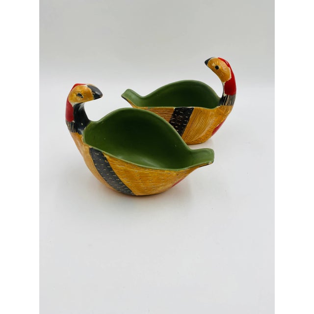Italian Authentic Bitossi for Raymor Italian Ceramic Bird Bowls – Avocado Green Mid-Century Modern Sculptural Objects, Italy, 1960s For Sale - Image 3 of 10