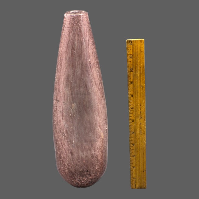 Late 20th Century Vintage Italian Tear Drop Art Glass Hand-Blown Amethyst Gold Dust Vase For Sale - Image 5 of 8