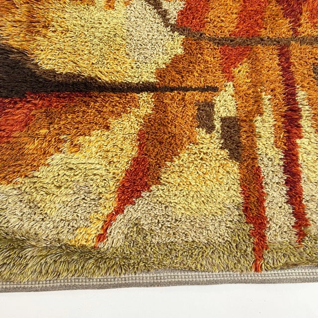 1960s Abstract High Pile Rya Rug, Sweden, 1960s For Sale - Image 5 of 18