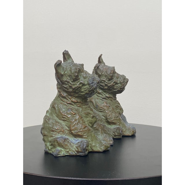 1930s 1932 McClelland Barclay Bronze Scottish Terrier Bookends Pair For Sale - Image 5 of 12