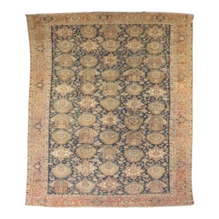 Zabihi Collection Geometric Oversize Persian Antique Heriz Rug For Sale