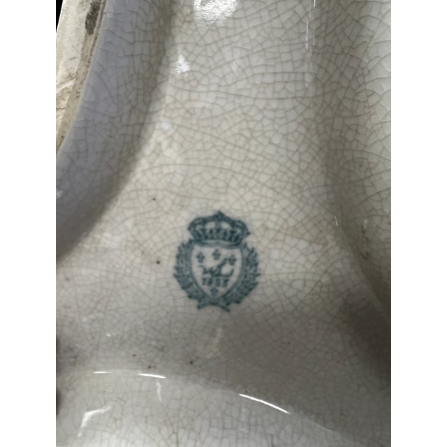 Blue Pair of Tall Chinoiserie Blue and White Urns With Bronze Figural Mounts For Sale - Image 8 of 8