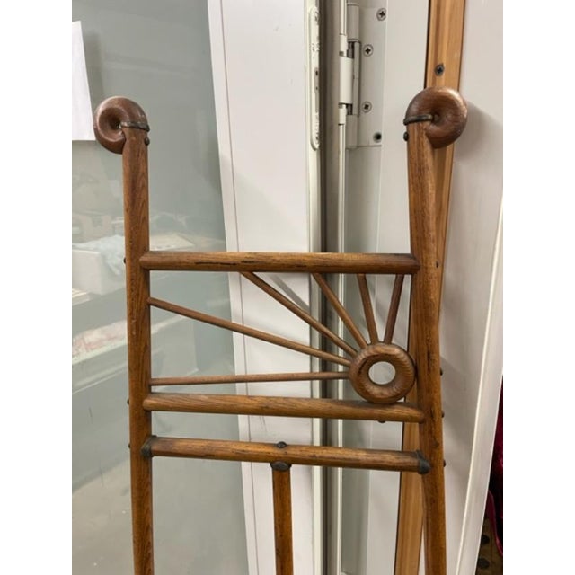 Wood Vintage 1900s Oak Stick & Ball Asian Wooden Picture Easel Stand For Sale - Image 7 of 11