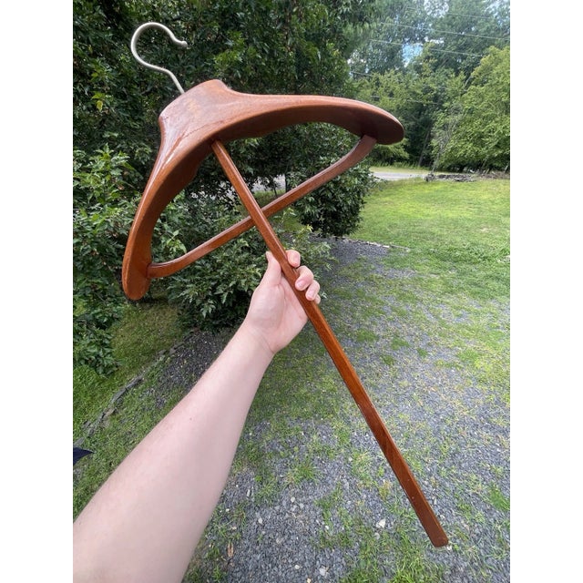 Wood Rare Mid 20th Century Modern Italian Dovetail Wooden Hanger W/ Pole Fratelli Reguitti For Sale - Image 7 of 18