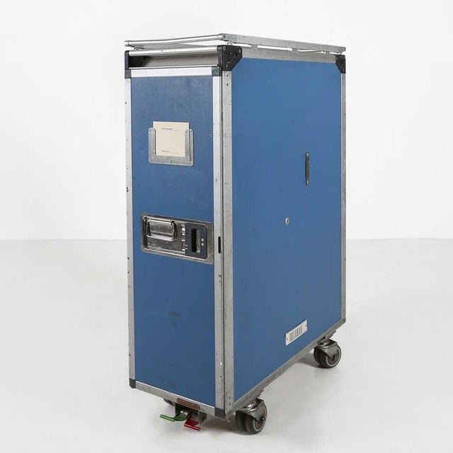 Vintage Industrial Blue Airplane Trolley, 1980 For Sale - Image 12 of 12