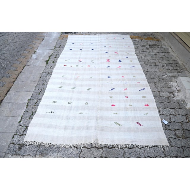 1960s Vintage Handmade Traditional Hemp Kilim Rug For Sale - Image 11 of 11