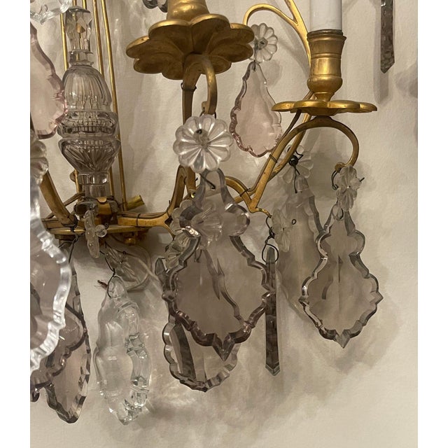 Pair of French Gilt Bronze and Crystal Wall Sconces, Late 19th Century. For Sale - Image 11 of 11
