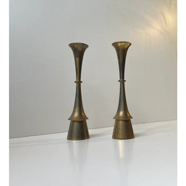 Mid-Century Modern Vintage Danish Candleholders in Brass by Jens Harald Quistgaard, 1960s, Set of 2 For Sale - Image 3 of 8